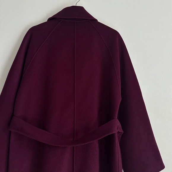 Max Mara soft virgin double faced wool plum belted wrap coat trench s'max O/S - Picture 11 of 12